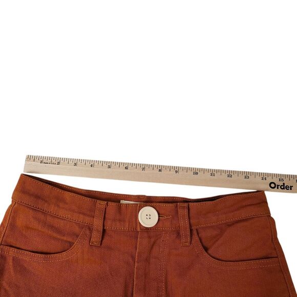 Whimsy & Row Pants 30 Burnt Orange Wide-Leg Organic Cotton Flora High-Rise Crop - Picture 8 of 11